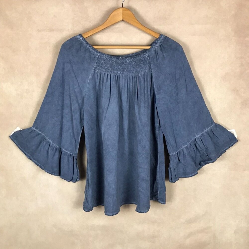 SPENSE Off Shoulder Burnout Flare Sleeve Top NWT SMALL